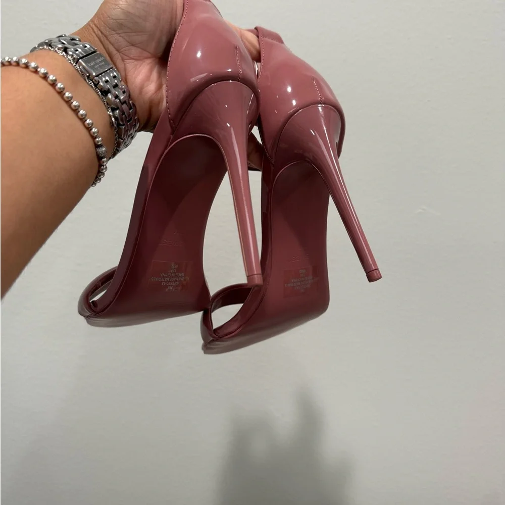 Nine West Pink Patent Ankle-Strap Stiletto Heels - Picture 5 of 8